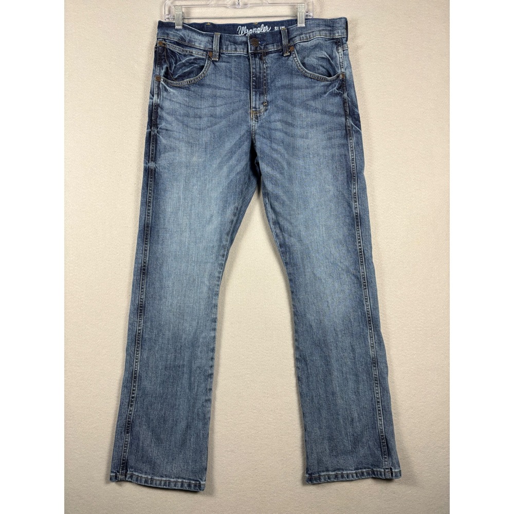 Wrangler Retro Slim Boot Jeans 1077MWZGL 34x32 Blue Medium Wash Denim